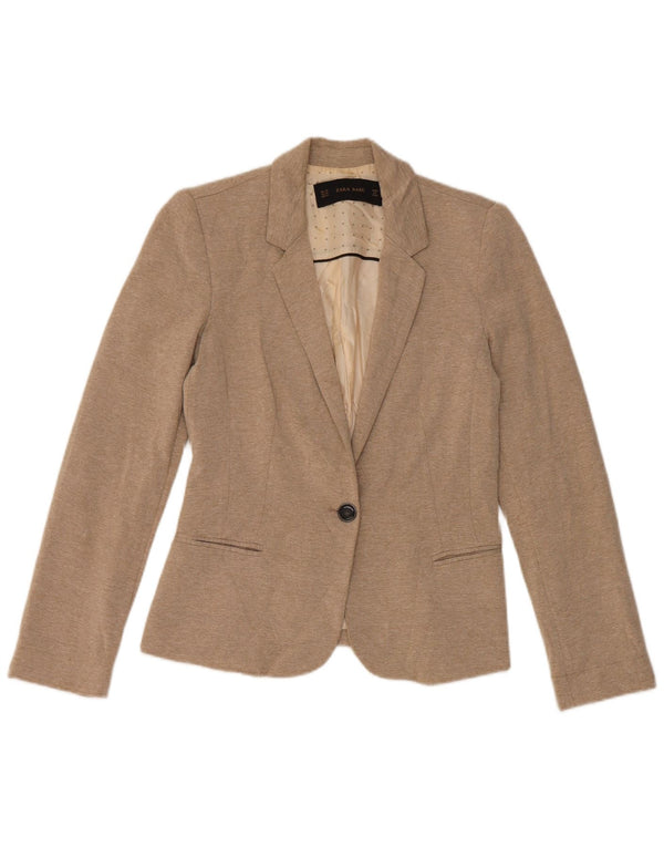Jaqueta blazer feminina Zara com 1 botão Reino Unido 6 XS bege