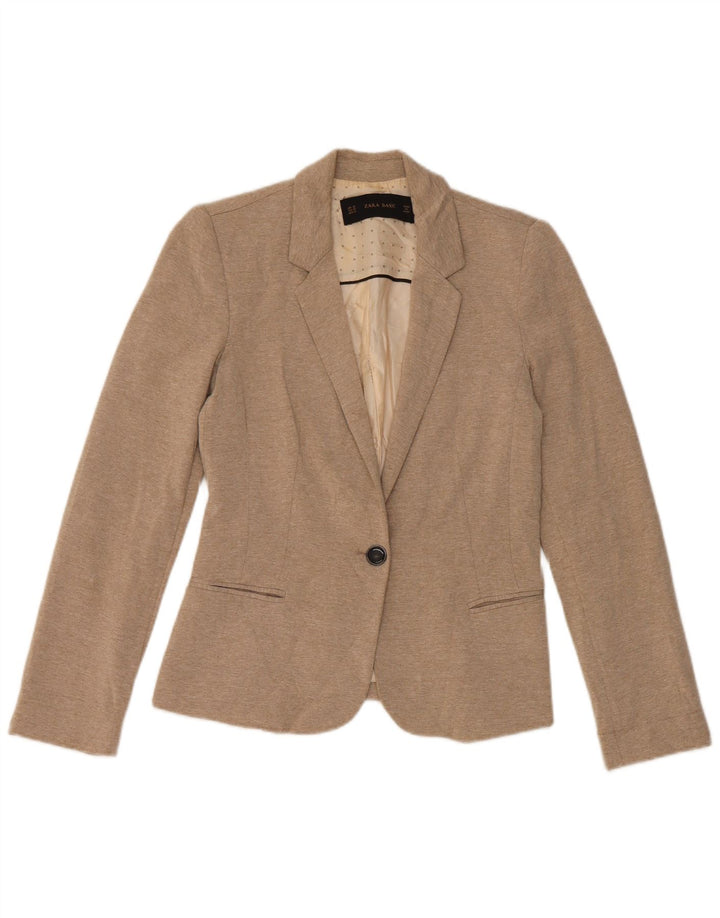 Jaqueta blazer feminina Zara com 1 botão Reino Unido 6 XS bege