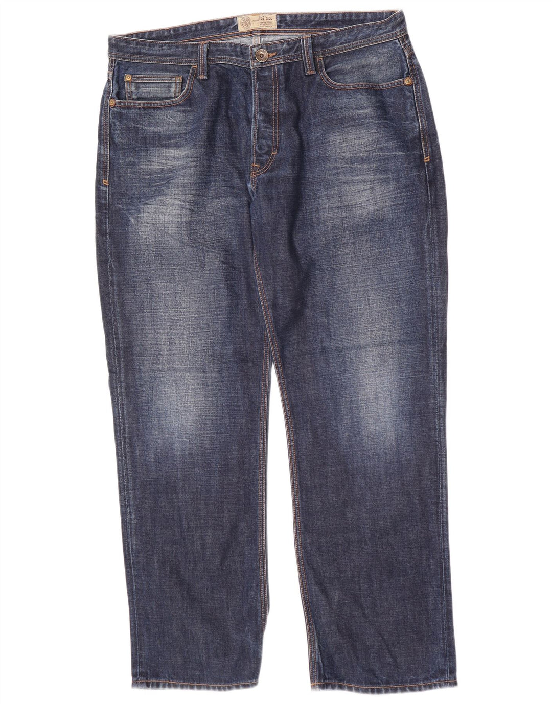 Calça jeans reta masculina Fat Face W36 L31 algodão azul marinho