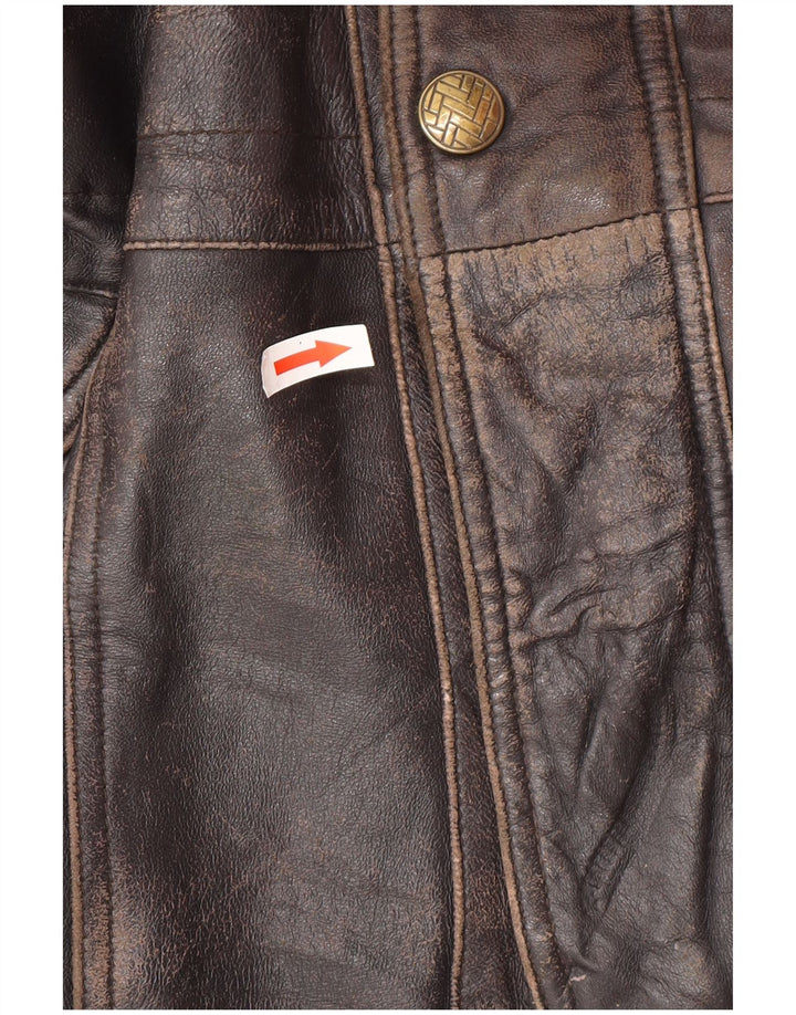 Jaqueta de couro masculina vintage UK 44 2XL couro preto