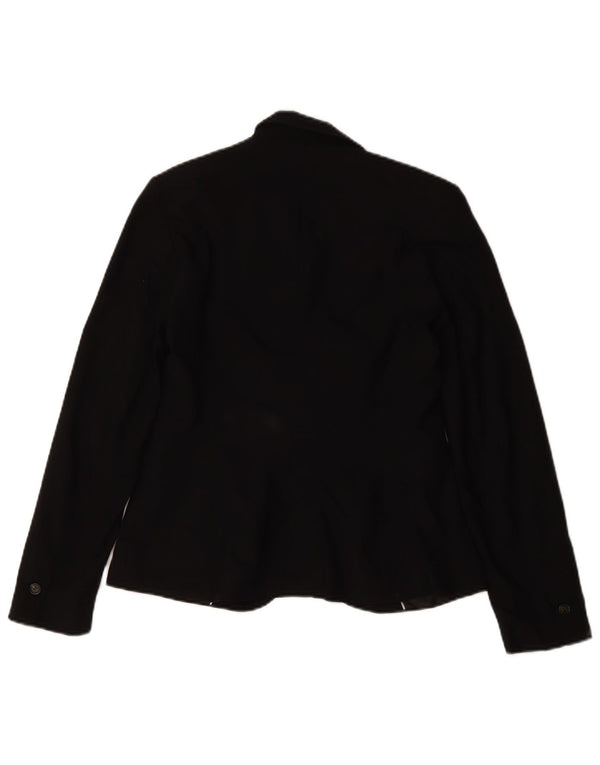 Zara Womens 1 Button Blazer Jacket UK 36 Small Black Polyester