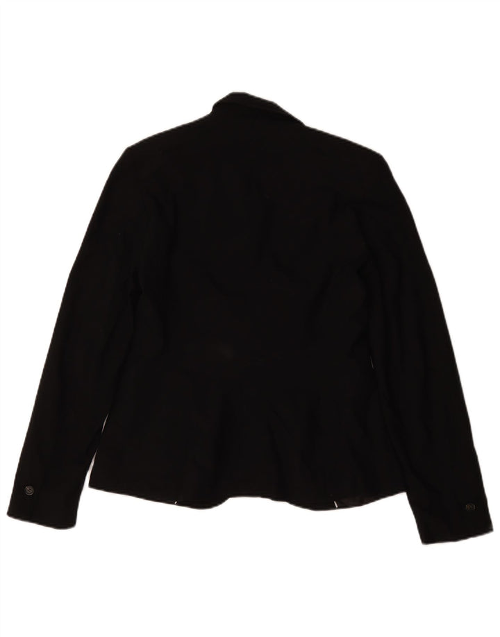 Jaqueta blazer feminina Zara com 1 botão Reino Unido 36 poliéster preto pequeno