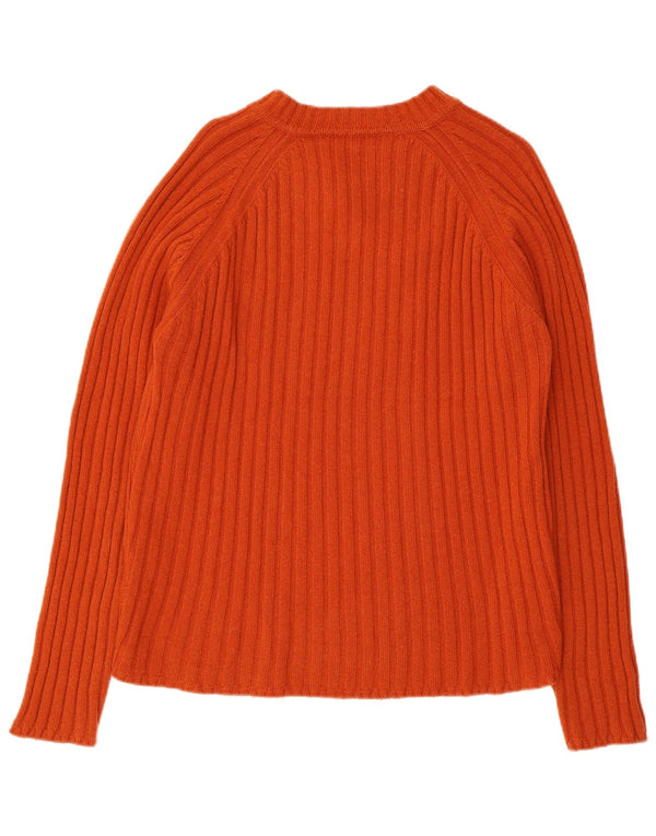 Gas Womens V-Neck Jumper Sweater UK 14 Large Orange Wool