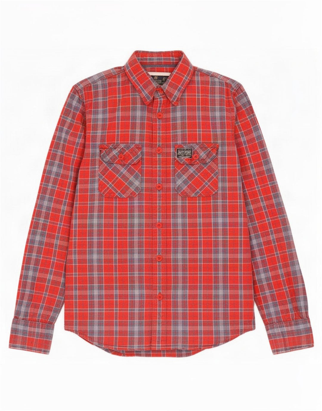Camisa masculina de flanela Superdry grande algodão xadrez vermelho