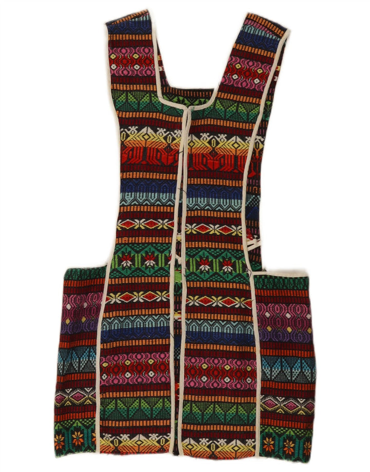 Túnica feminina vintage sem mangas, tamanho único, geométrica multicolorida