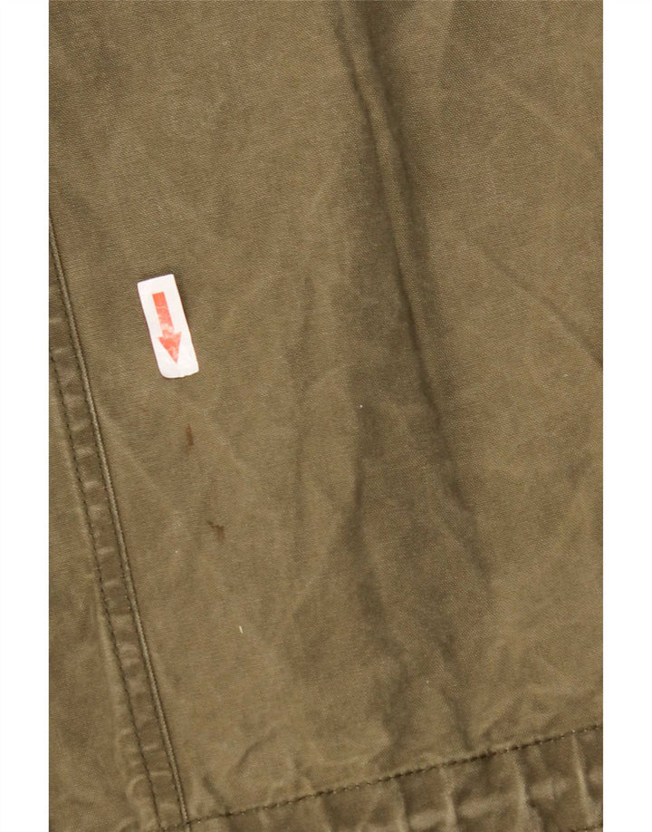 Jaqueta Parka masculina Bomboogie com capuz Reino Unido 42 XL algodão cáqui