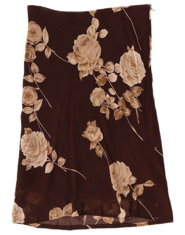 Saia reta feminina Via Dei Ciclamini IT 42 médio W28 marrom floral