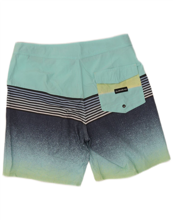 Calções de banho masculinos Quiksilver poliéster listrado turquesa médio