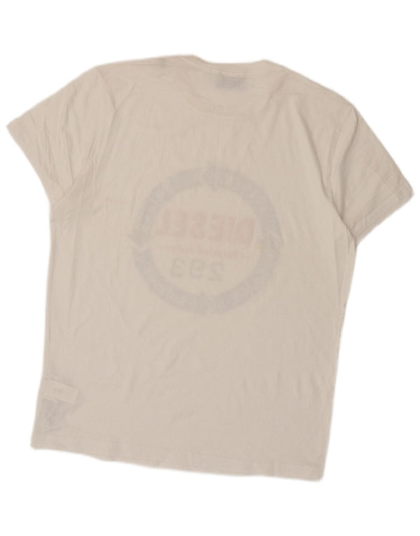 Diesel Mens Graphic T-Shirt Top XL Algodão Branco