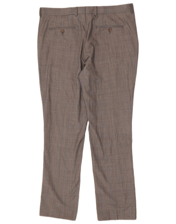 Calça casual regular masculina French Connection W38 L32 cinza Houndstooth