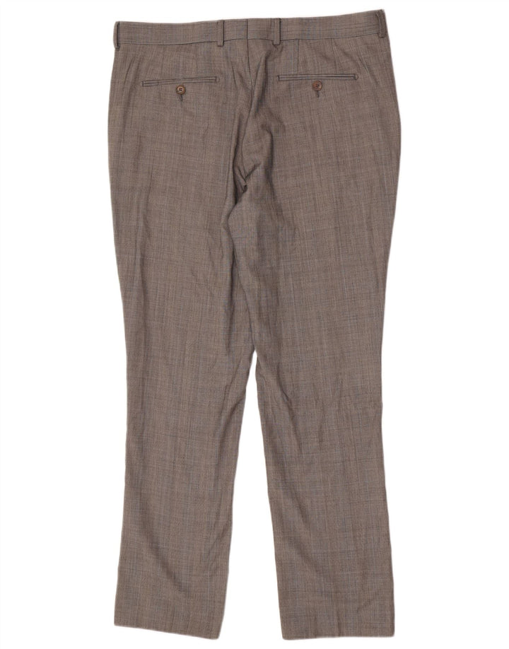 Calça casual regular masculina French Connection W38 L32 cinza Houndstooth