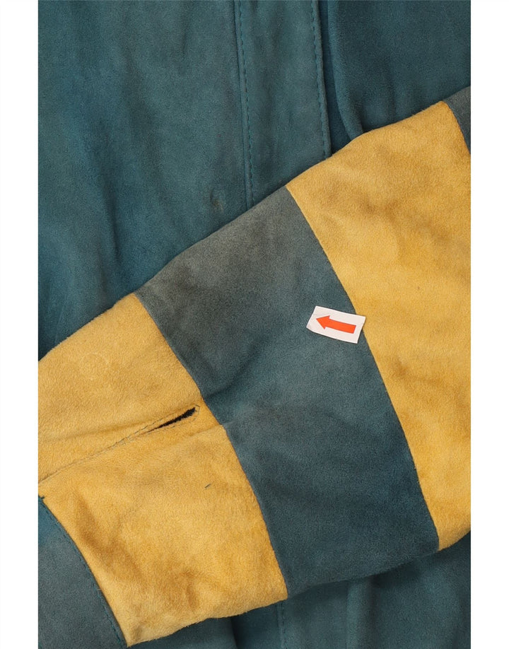 Jaqueta bomber feminina vintage EU 36 pequeno bloco colorido verde