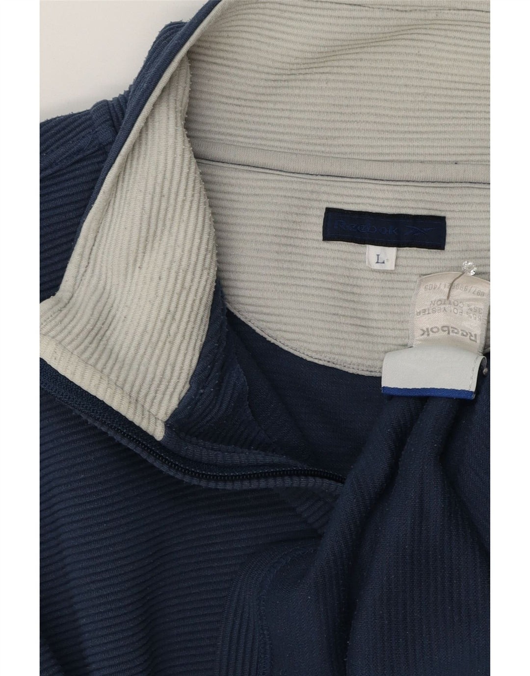 Reebok Mens Loose Fit Zip Neck Moletom Jumper Grande Azul Poliéster