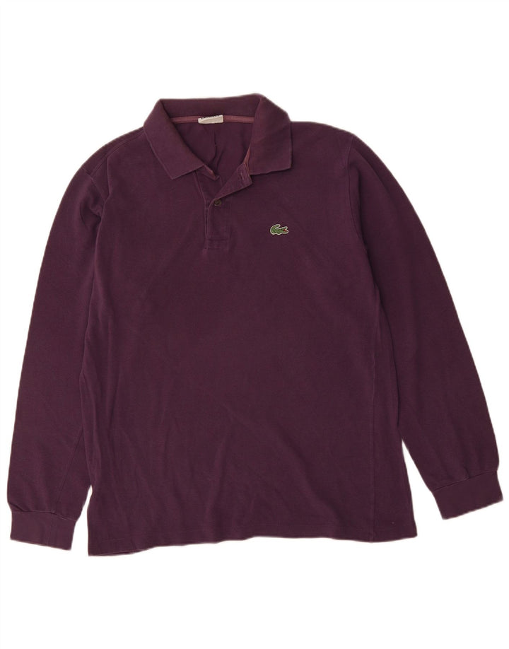 Camisa polo masculina de manga comprida LACOSTE algodão roxo médio