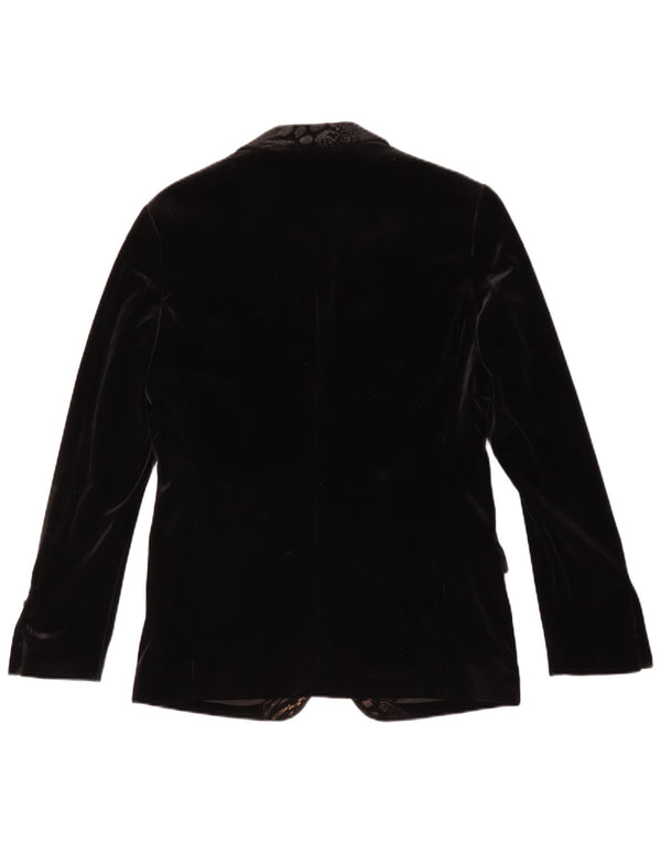 Jaqueta blazer masculina vintage de veludo com 1 botão tamanho 48 preto médio