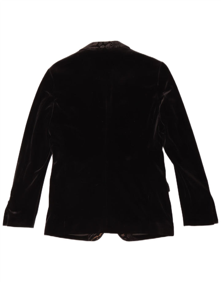 Jaqueta blazer masculina vintage de veludo com 1 botão tamanho 48 preto médio