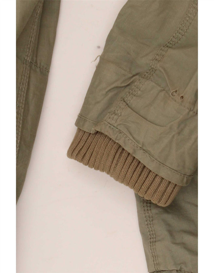 Jaqueta Parka Feminina Superdry com Capuz UK 12 Algodão Cáqui Médio