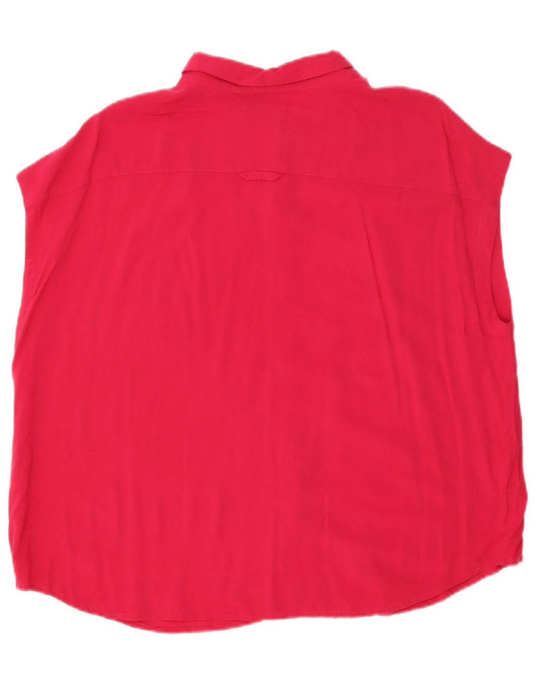 Camisa feminina oversized sem mangas Benetton Reino Unido 16 grande viscose rosa