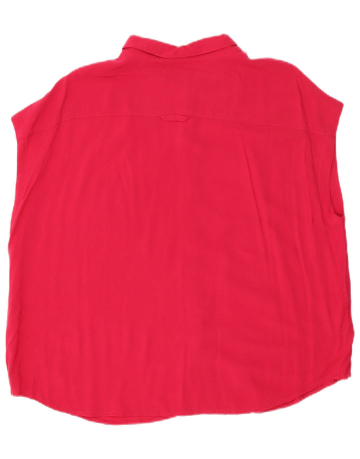Camisa feminina oversized sem mangas Benetton Reino Unido 16 grande viscose rosa