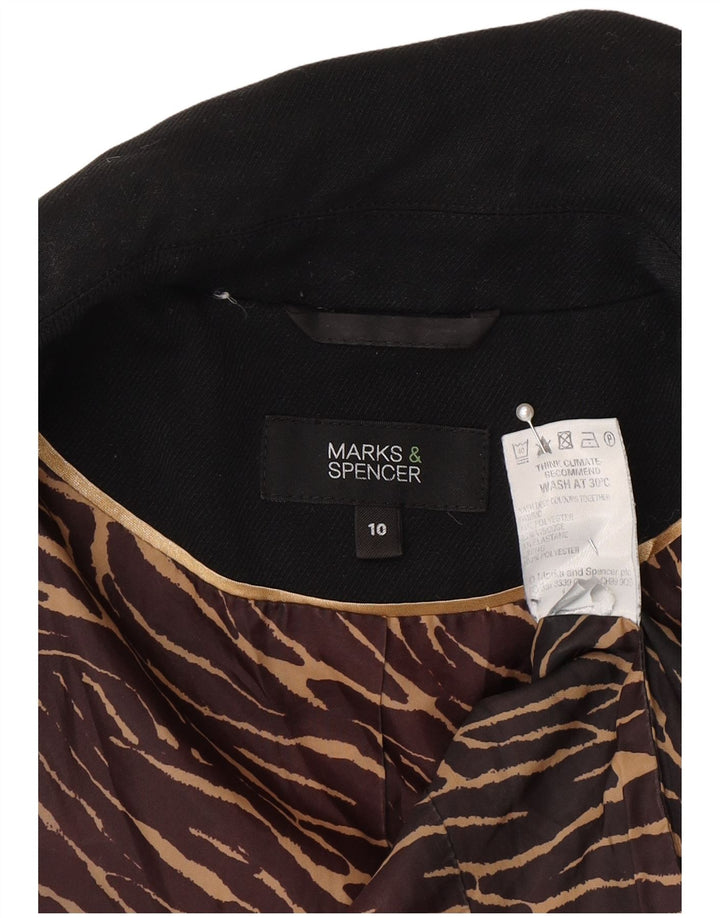 Jaqueta blazer feminina Marks & Spencer com 1 botão Reino Unido 10 pequena preta poliéster