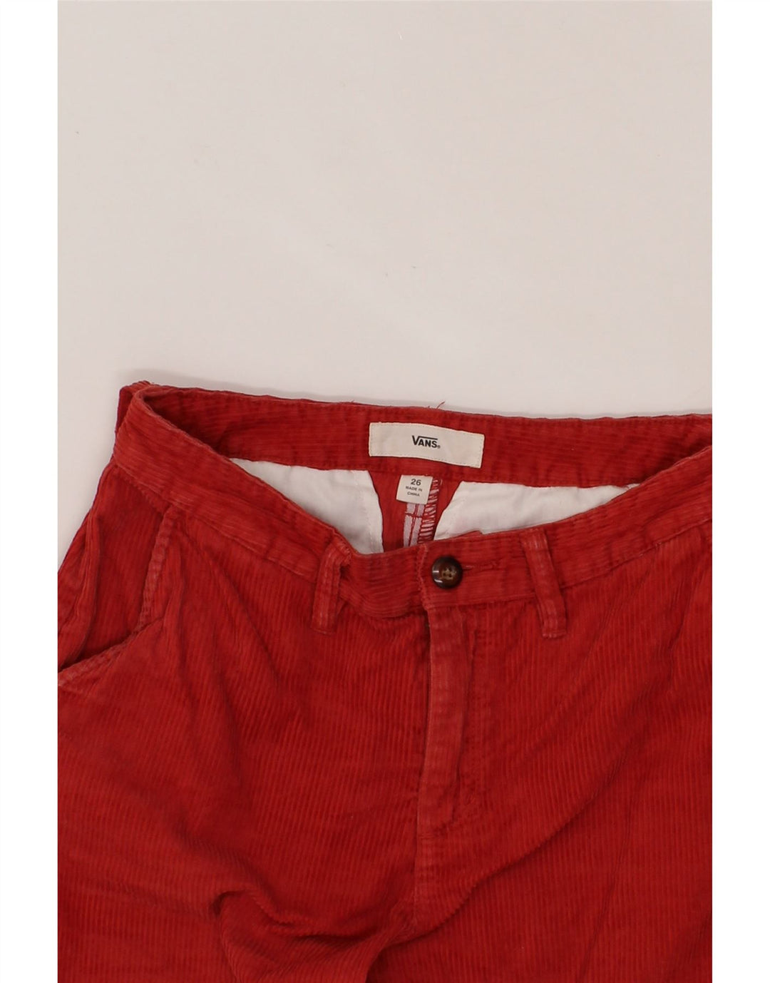 VANS Womens Straight Corduroy Trousers W26 L25 Red Cotton Vintage Vans and Second-Hand Vans from Messina Hembry 
