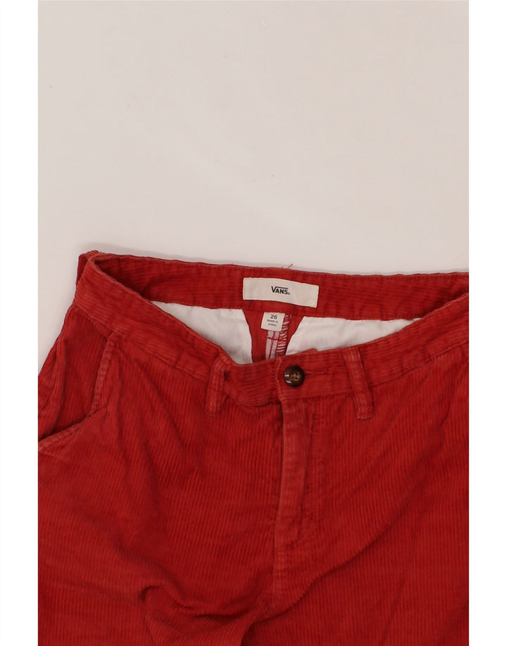 VANS Womens Straight Corduroy Trousers W26 L25 Red Cotton Vintage Vans and Second-Hand Vans from Messina Hembry 