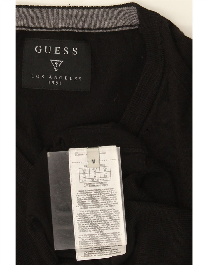 Suéter masculino GUESS com decote em V médio preto acrílico