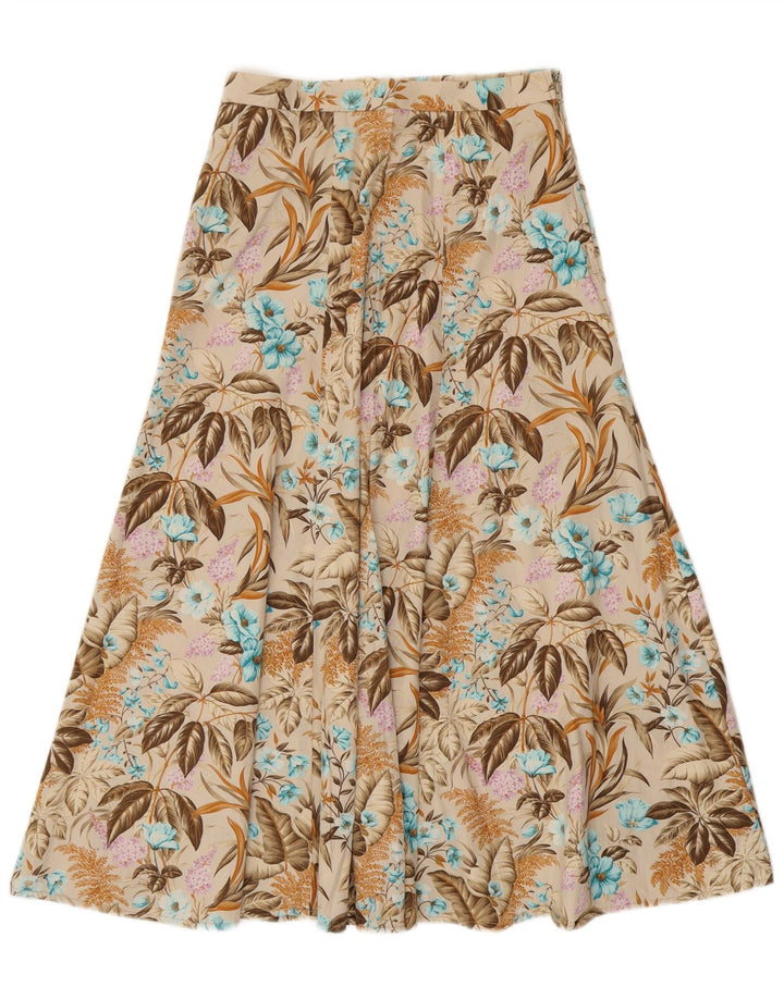 Saia larga feminina VINTAGE IT 42 médio W28 bege floral