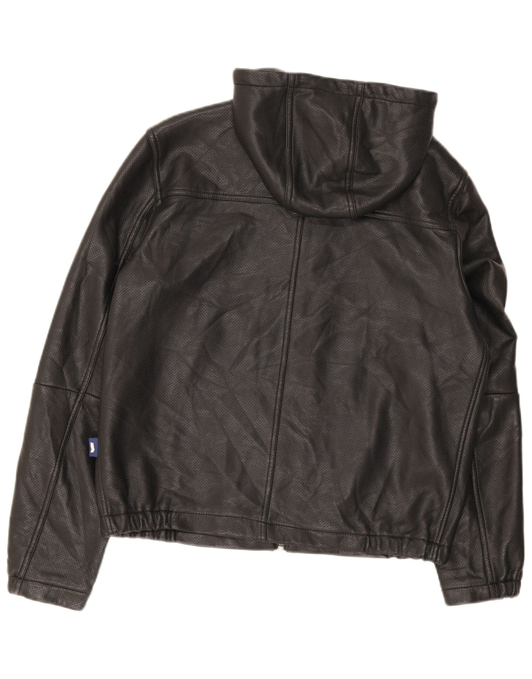 Jaqueta bomber masculina de couro com capuz Gas UK 36 pequena preta