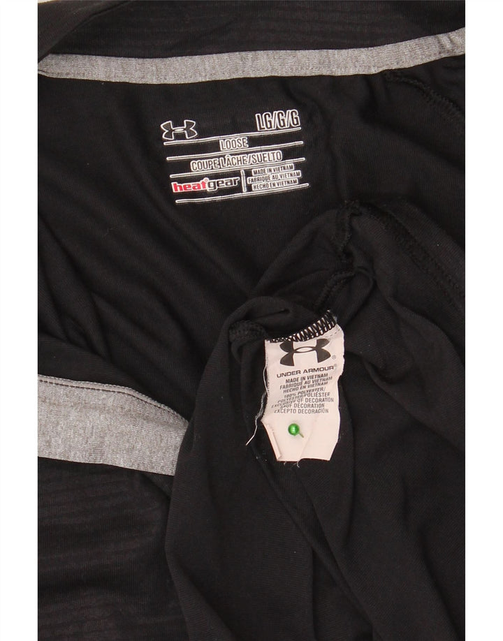 Under Armour Masculino Heat Gear Zip Neck Pulôver Treino Top Grande Preto