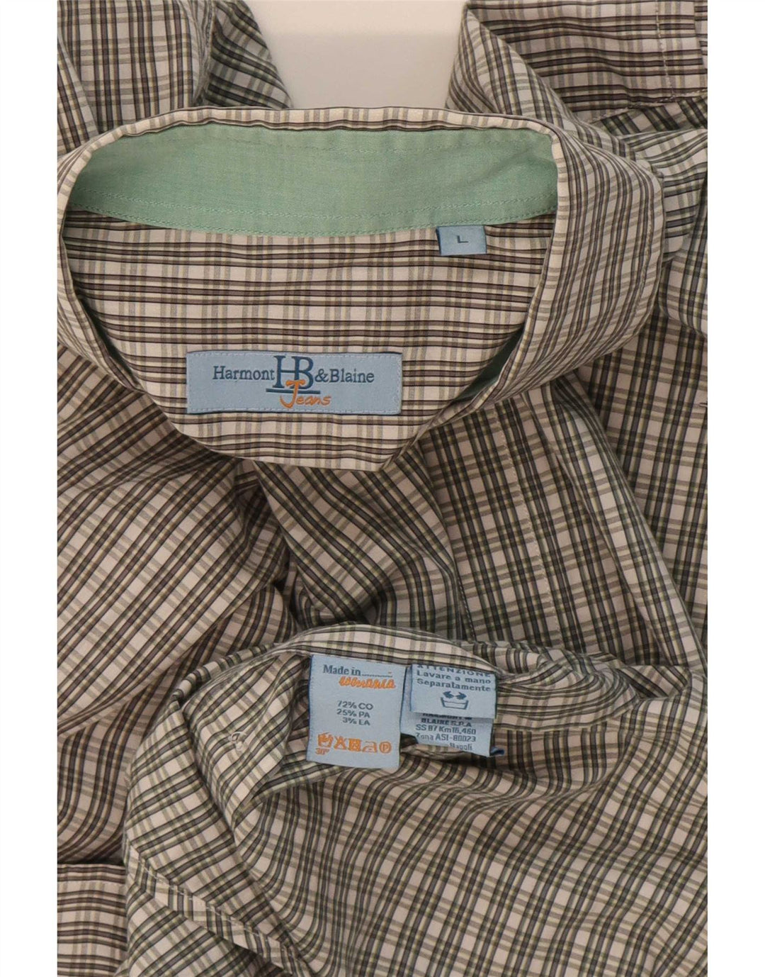 Camisa masculina Harmont & Blaine grande algodão xadrez verde