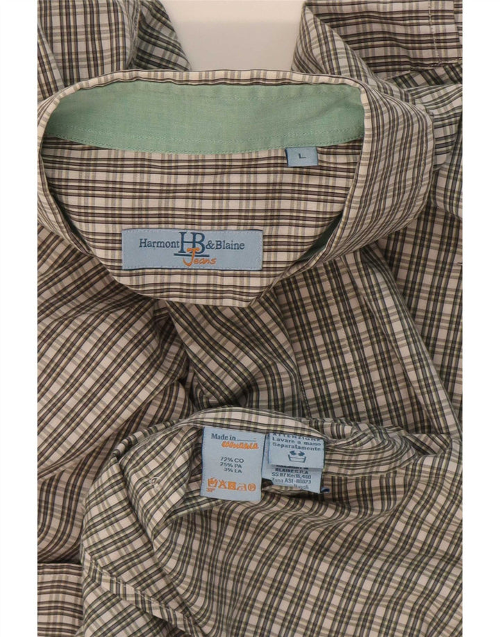 Camisa masculina Harmont & Blaine grande algodão xadrez verde