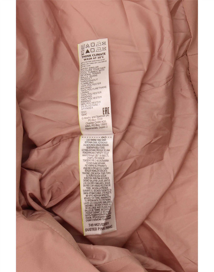 Casaco feminino acolchoado com capuz e capuz Marks & Spencer UK 18 XL rosa poliéster