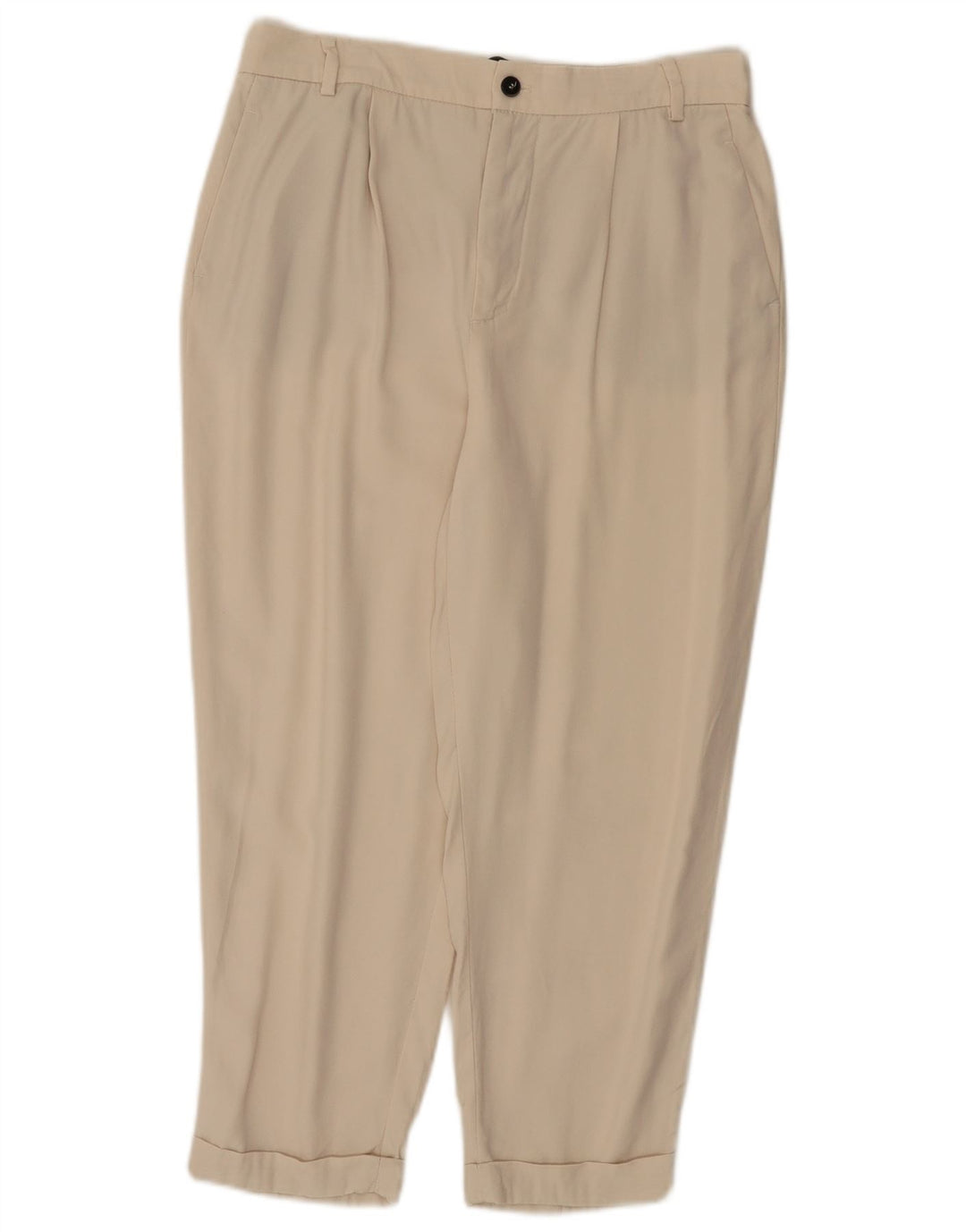 ZARA Calça Capri Feminina Pegged Médio W28 L22 Bege Lyocell