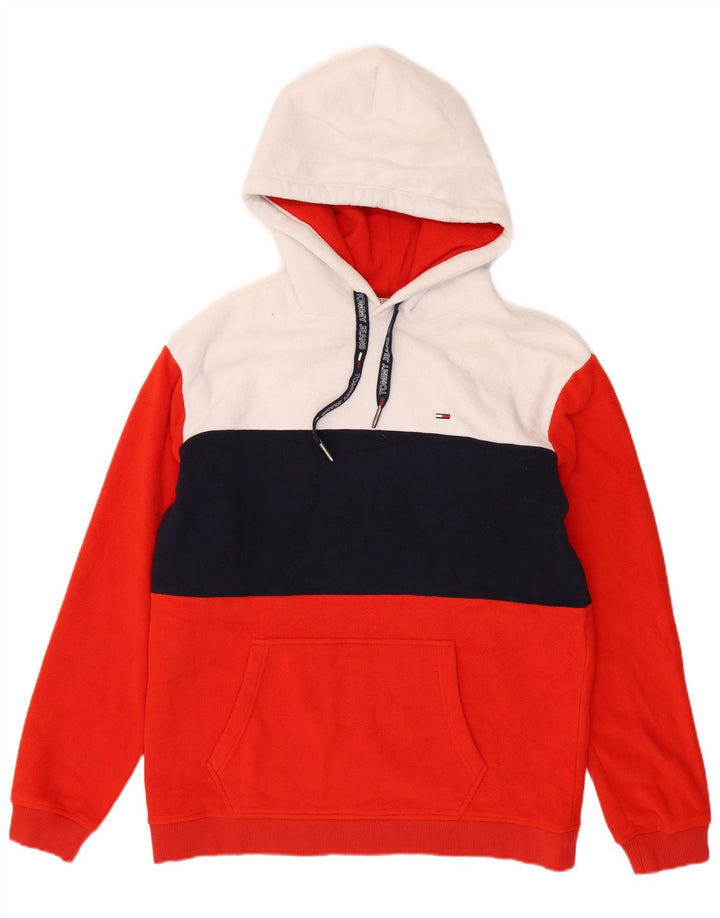 Suéter masculino de lã com capuz TOMMY HILFIGER XL vermelho colorblock poliéster