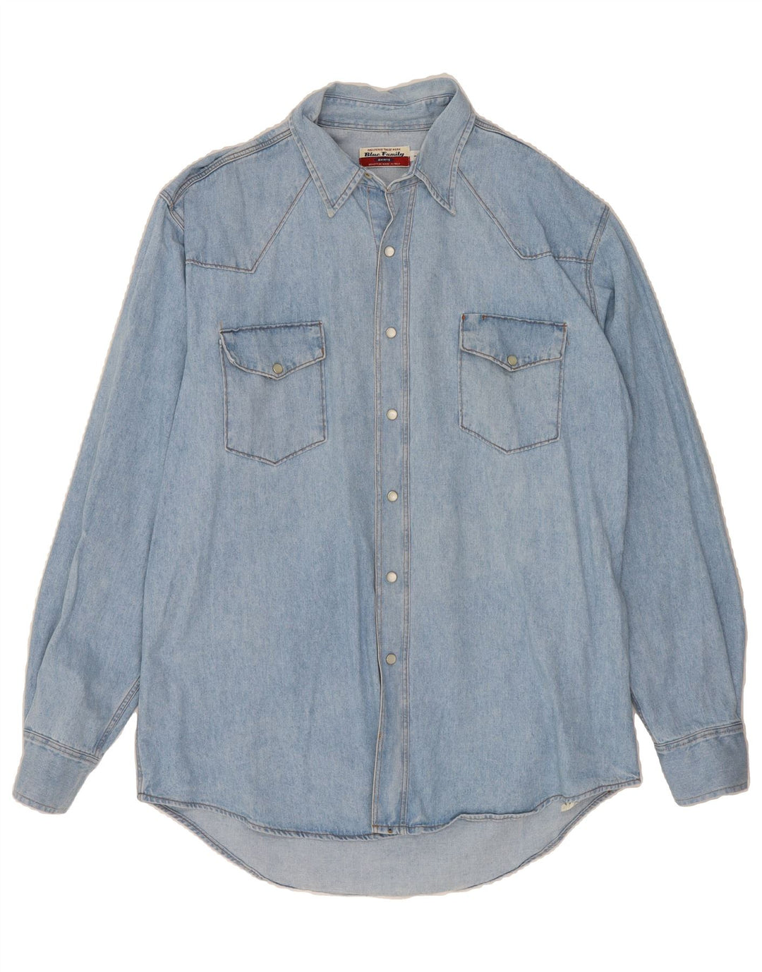 VINTAGE Mens Denim Shirt Large Blue Cotton Vintage Vintage and Second-Hand Vintage from Messina Hembry 
