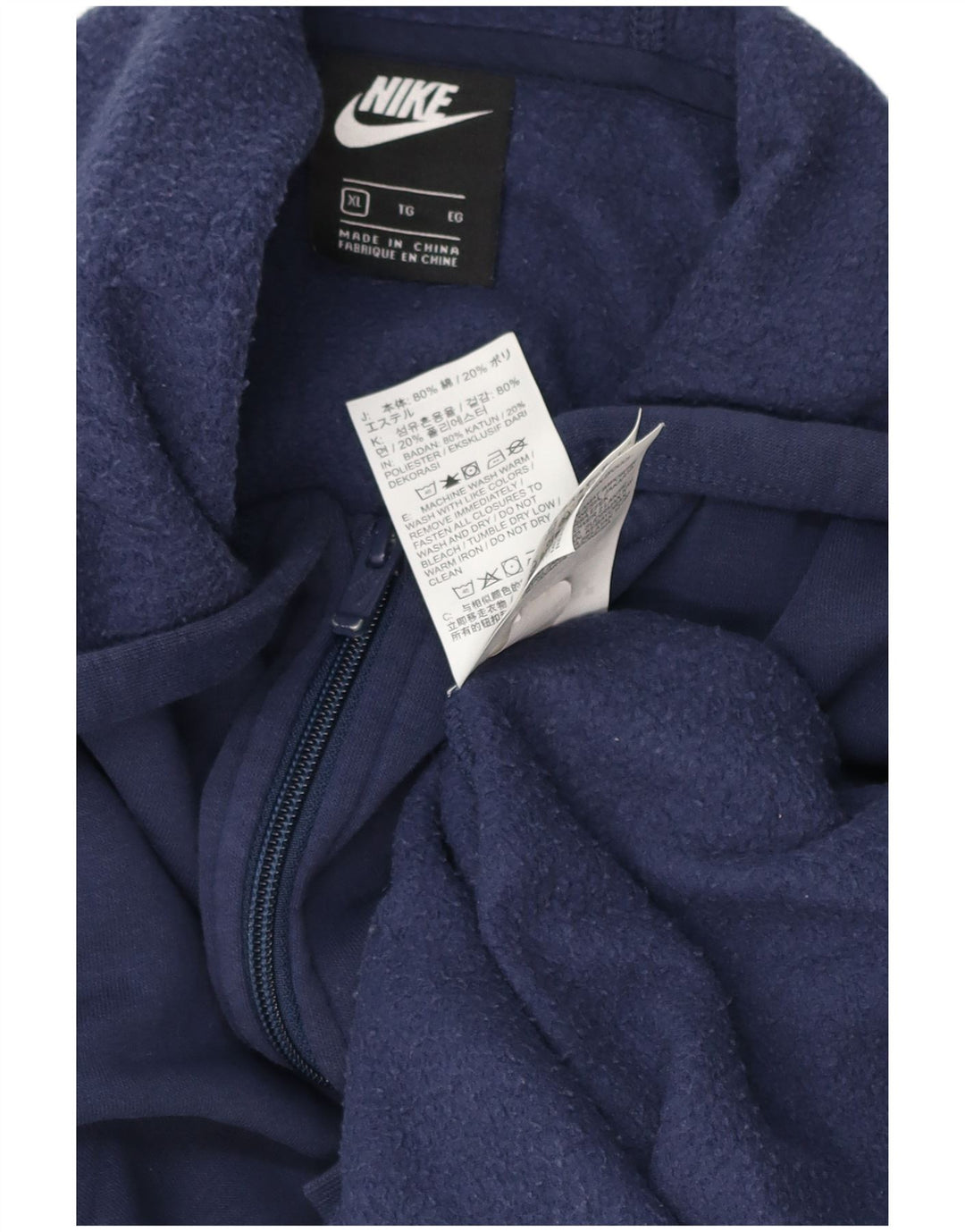 Suéter feminino Nike com capuz e zíper UK 18 XL azul marinho algodão