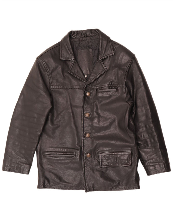 Jaqueta de couro masculina vintage UK 38 média preta
