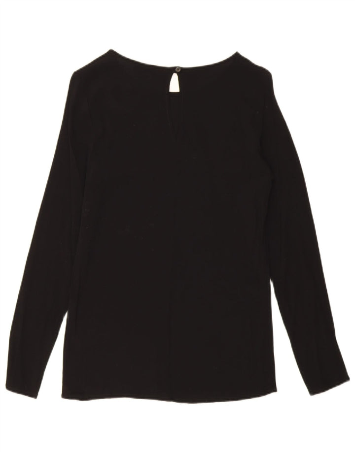Trussardi Jeans Blusa feminina manga comprida top IT 42 médio preto viscose