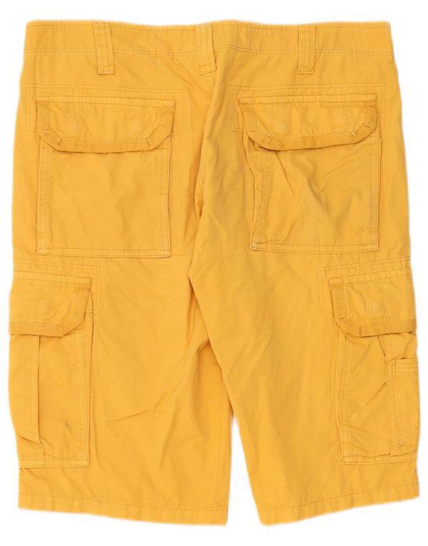 Rifle Mens Cargo Shorts W33 Algodão Amarelo Médio