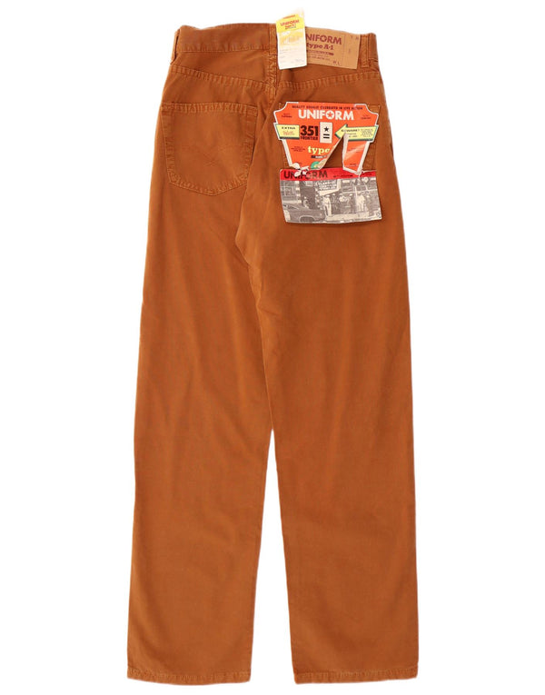 Calça casual feminina UNIFORME cintura alta reta W28 L29 algodão marrom