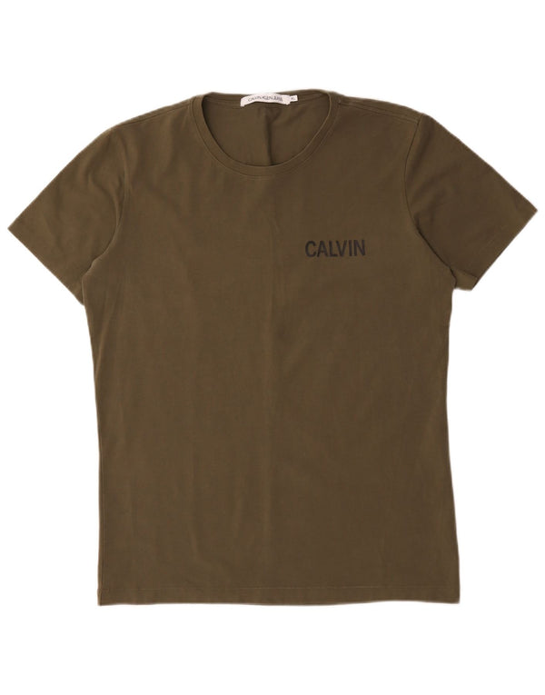 Camiseta masculina Calvin Klein Jeans Top XL algodão cáqui