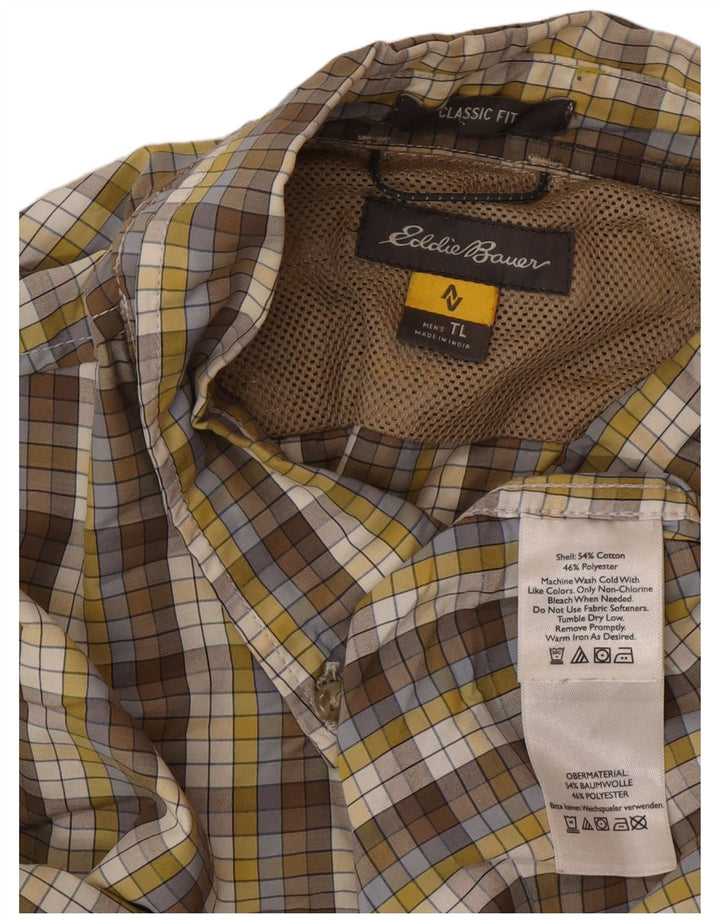 Camisa masculina de flanela alta clássica de ajuste clássico Eddie Bauer grande xadrez multicolorida