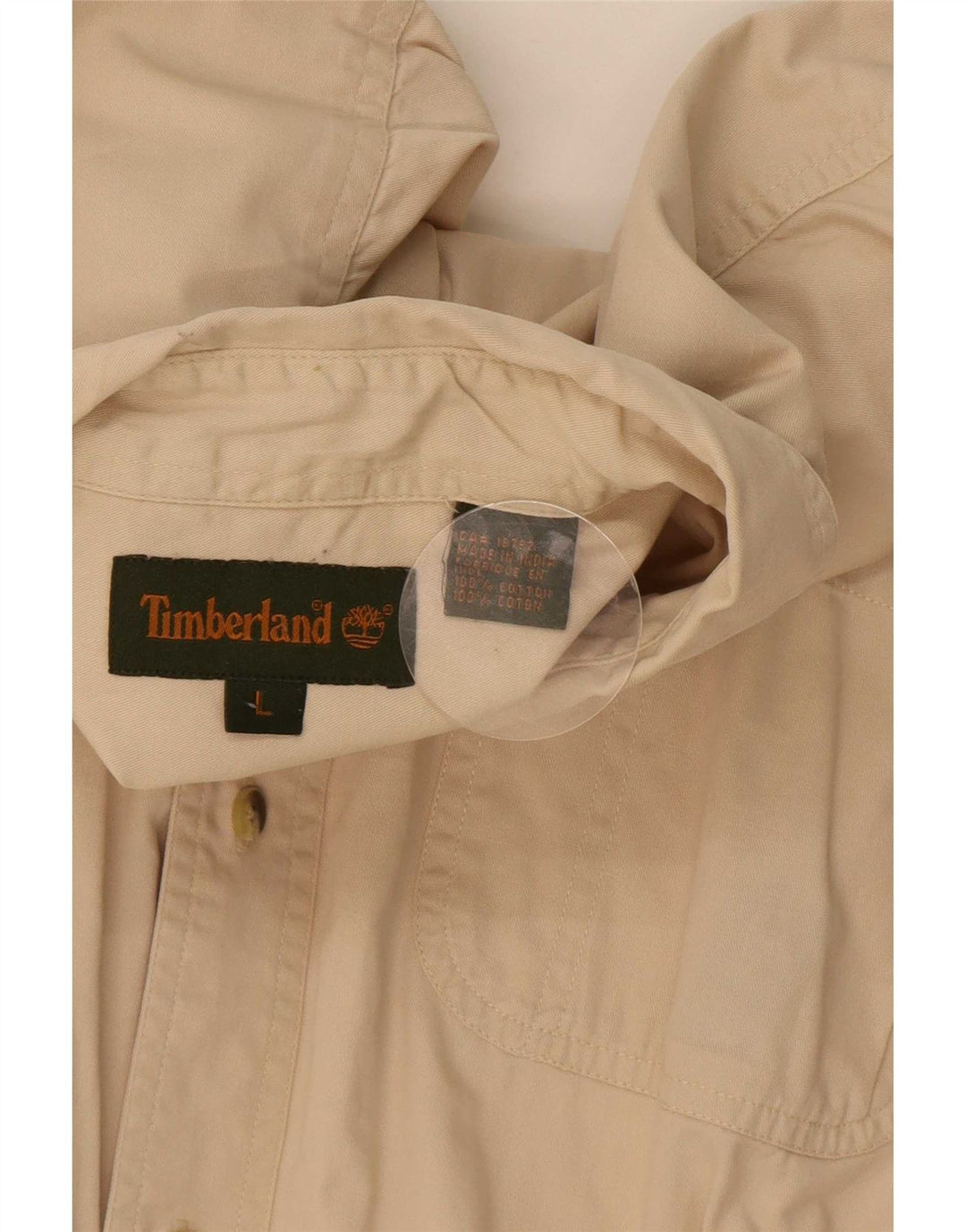 Camisa masculina Timberland grande algodão bege