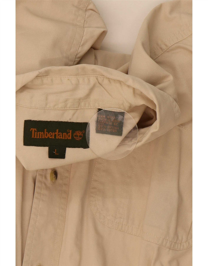 Camisa masculina Timberland grande algodão bege