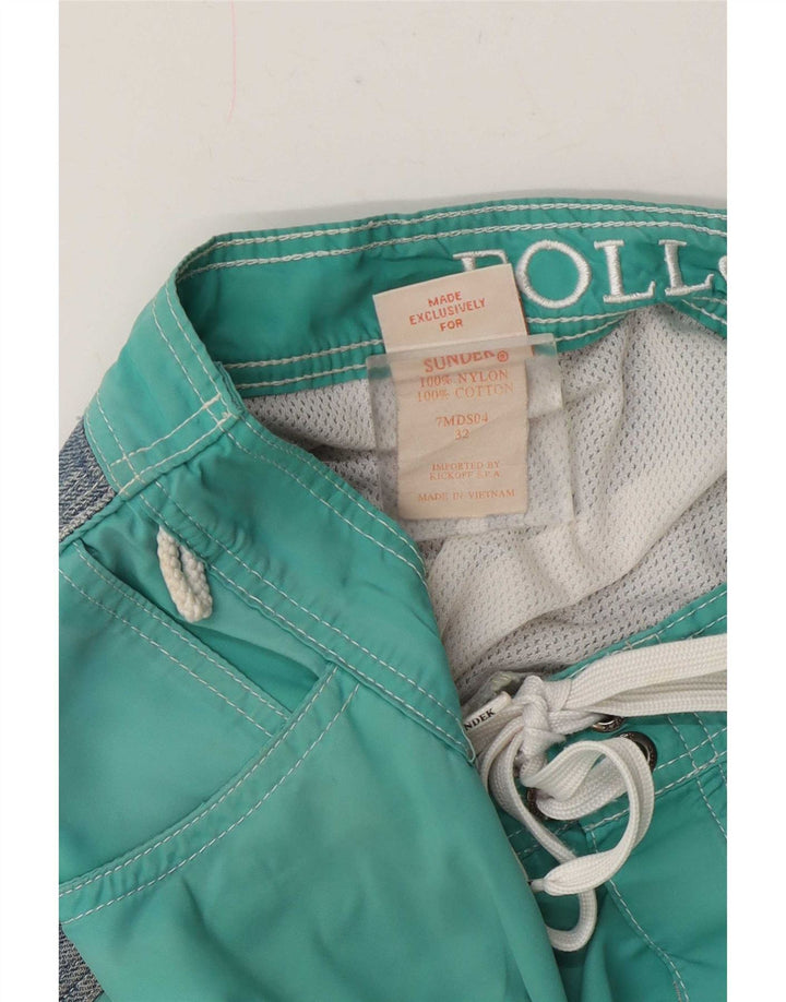 Shorts de natação masculino Sundek médio verde algodão colorblock