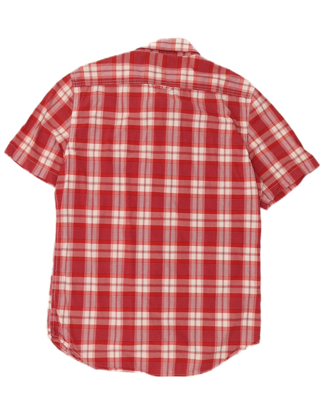 Camisa masculina de manga curta SUPERDRY grande algodão xadrez vermelho