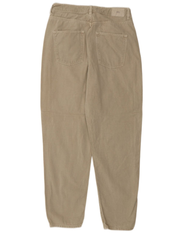 Zara Jeans feminino cintura alta cônico EU 40 médio W30 L27 algodão bege