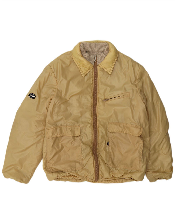 Jaqueta bomber reversível masculina vintage UK 36 pequena bege