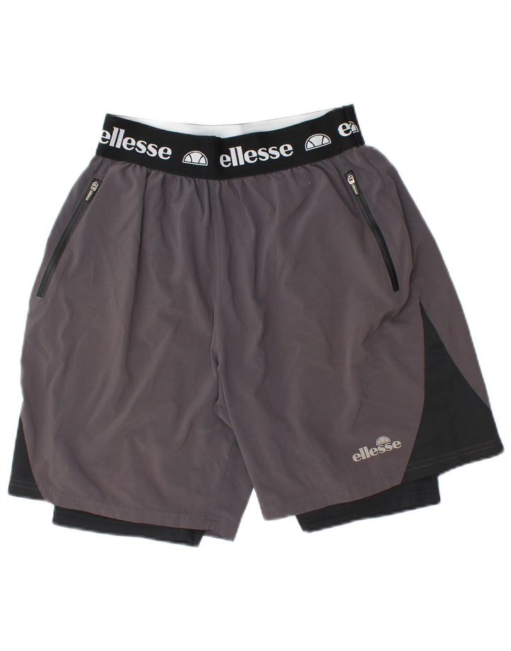 Shorts esportivos gráficos masculinos ELLESSE bloco colorido cinza médio